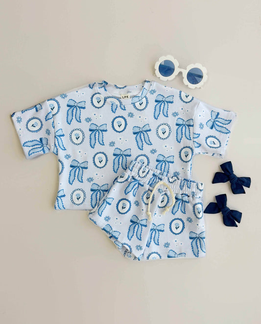 Shorts Set | Blue Bow