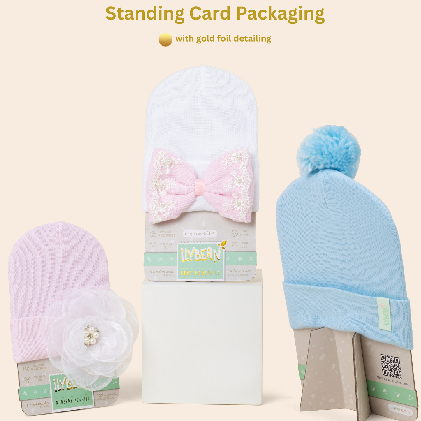 Pink Scalloped Bow with Little Sis Embroidery Newborn Hat