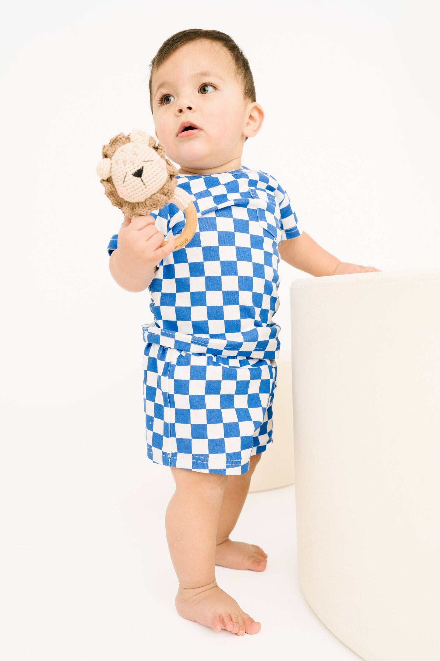 Blue Checkered Pocket Set