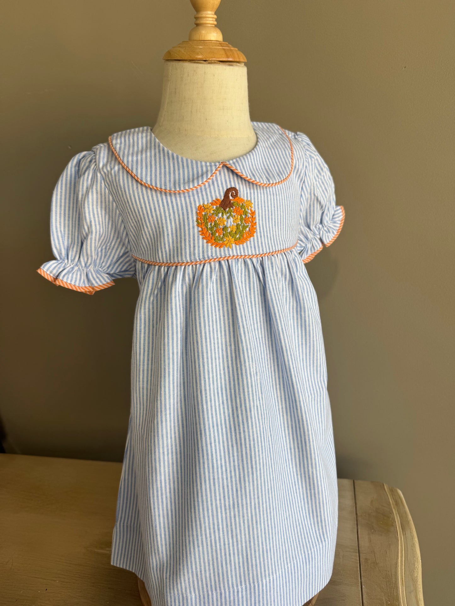 Pumpkin Embroidered Dress