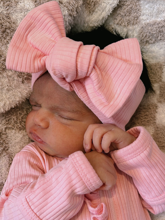 Pink / Organic Ribbed Bow (Baby - Kids)