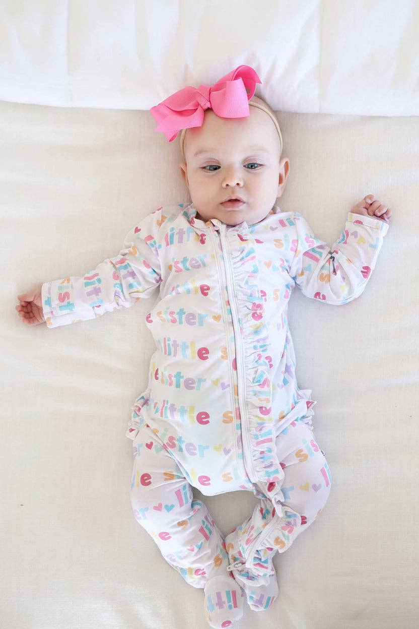 Little Sister Ruffle Zipper Footie