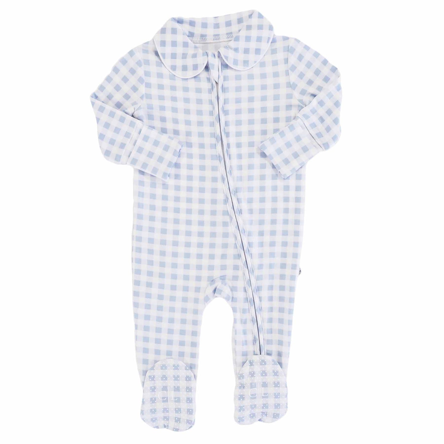 Blue Gingham Footie