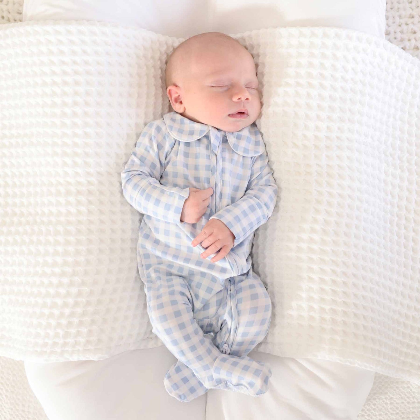 Blue Gingham Footie