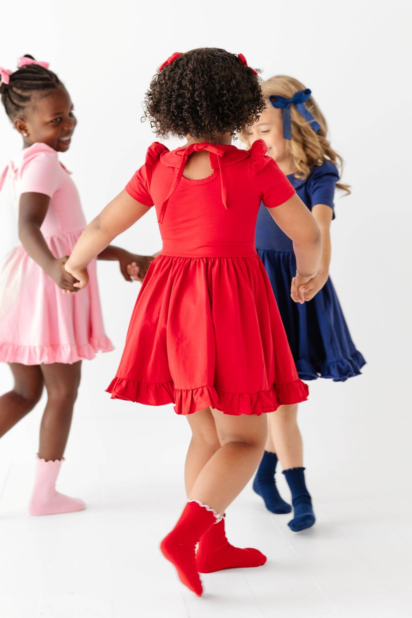 Ribbed Lettuce Trim Midi Socks - Red/White