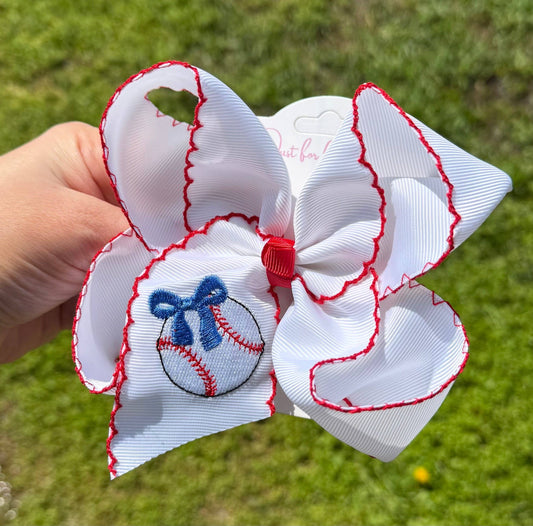 Baseball with Bow Hair Bow