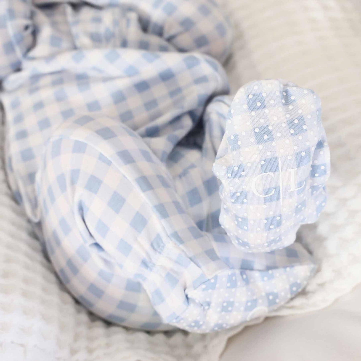 Blue Gingham Footie