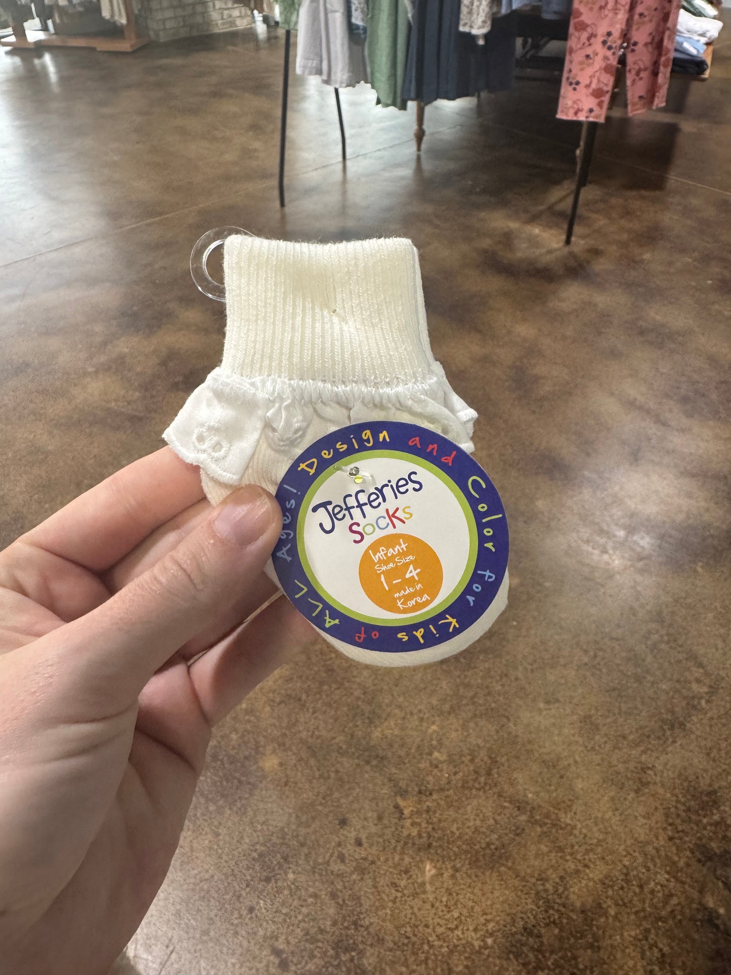 White Eyelet Ruffle Sock Size 1-4