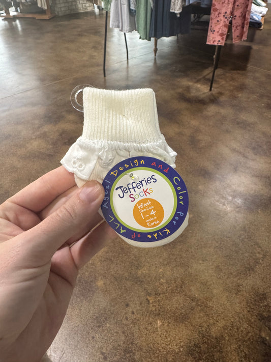 White Eyelet Ruffle Sock Size 1-4