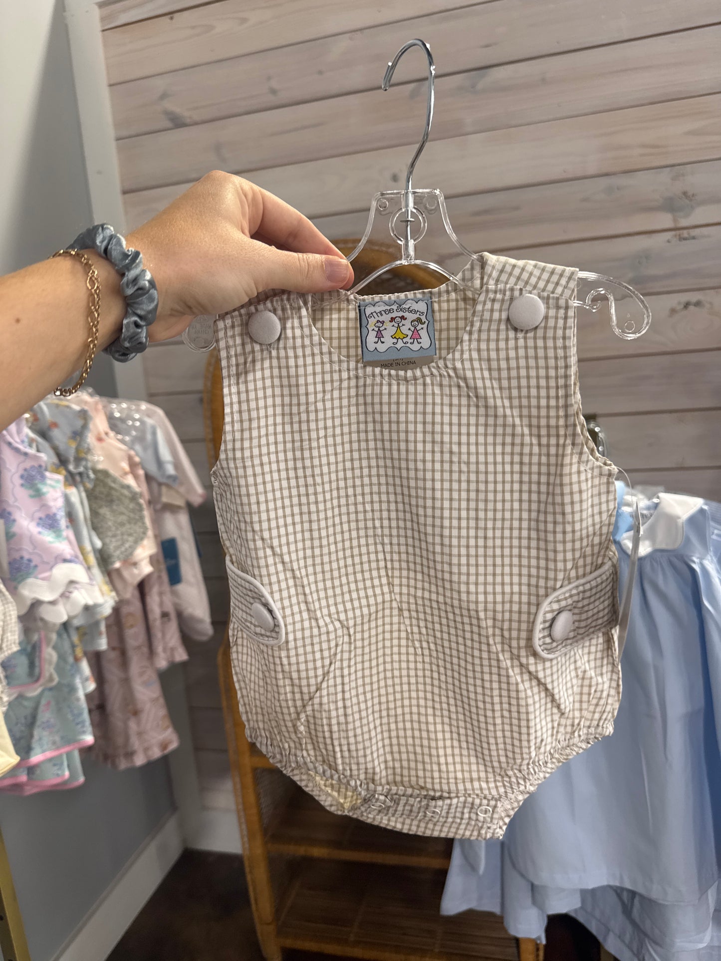 Khaki Windowpane Boys' Bubble