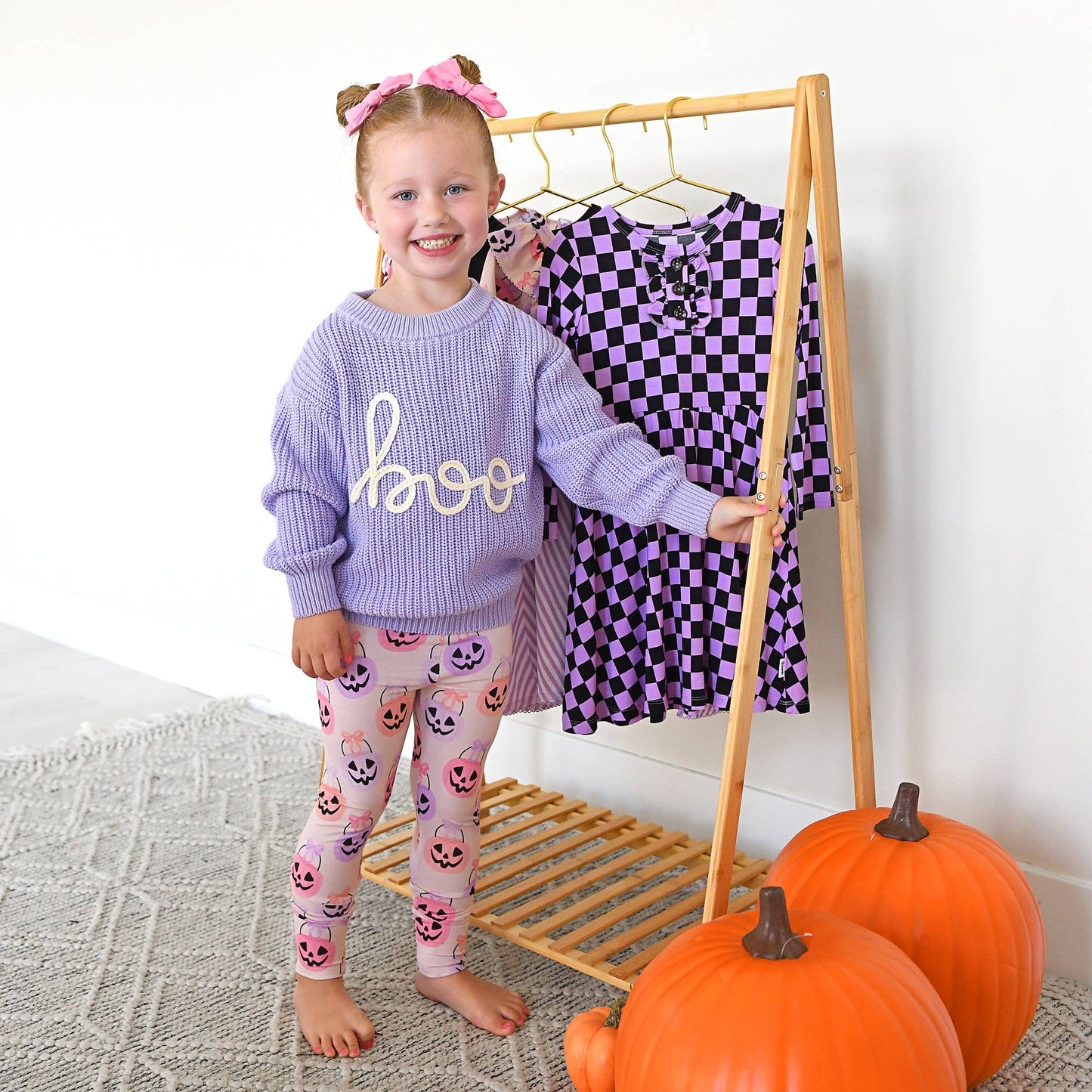 Boo Purple SWEATER Solid Knit Halloween Toddler Kids Top