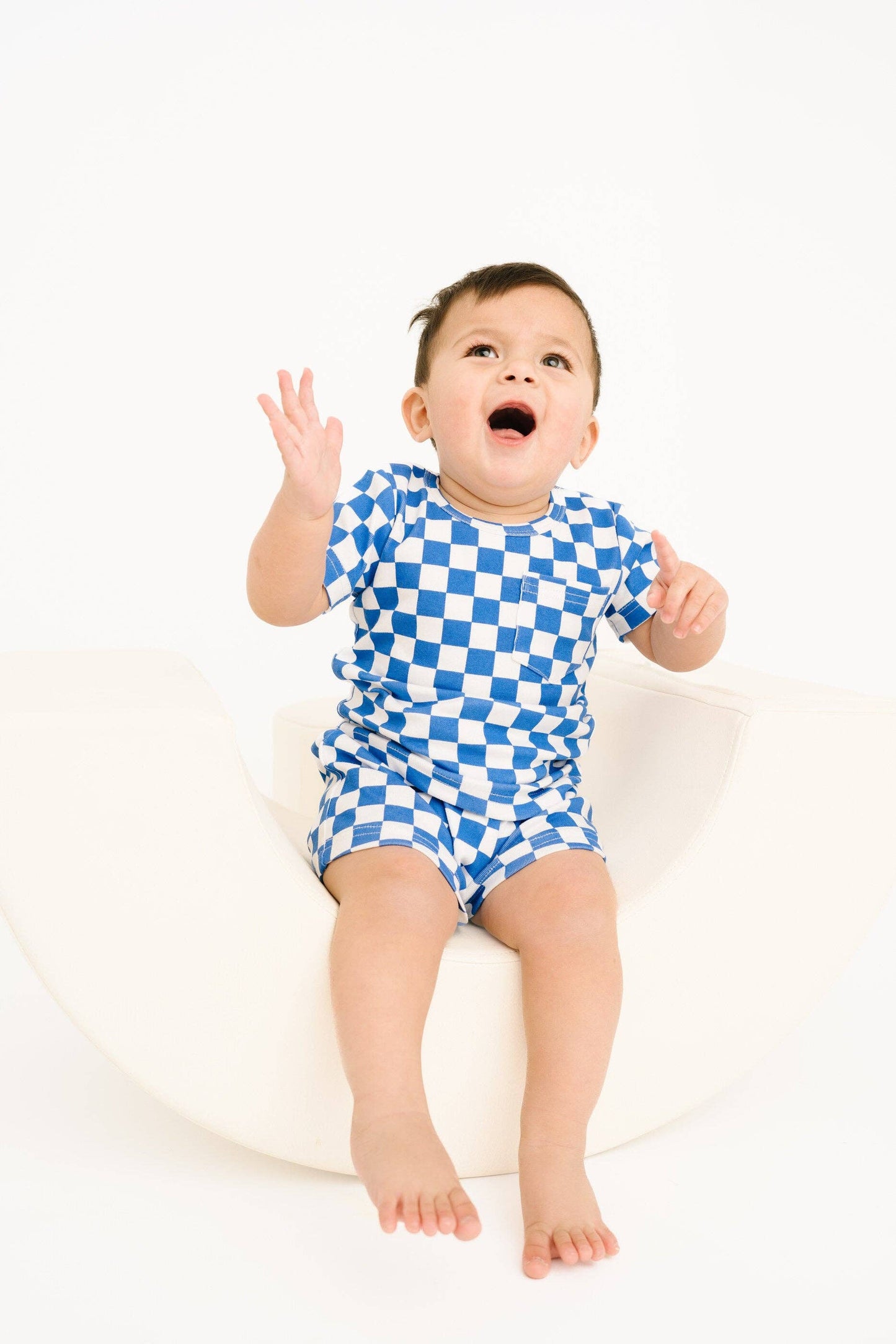 Blue Checkered Pocket Set