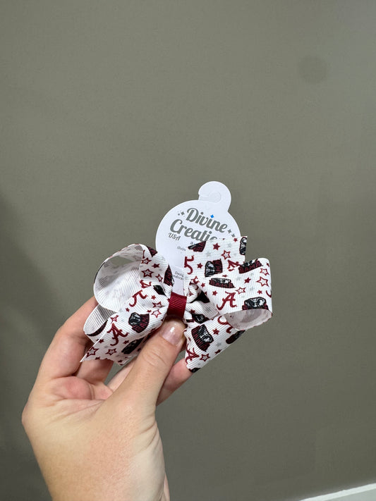 Medium College Star Print Bow Bama
