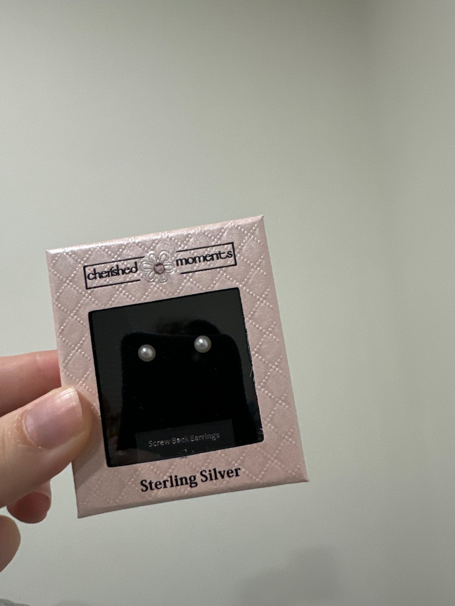 Screw back white earrings