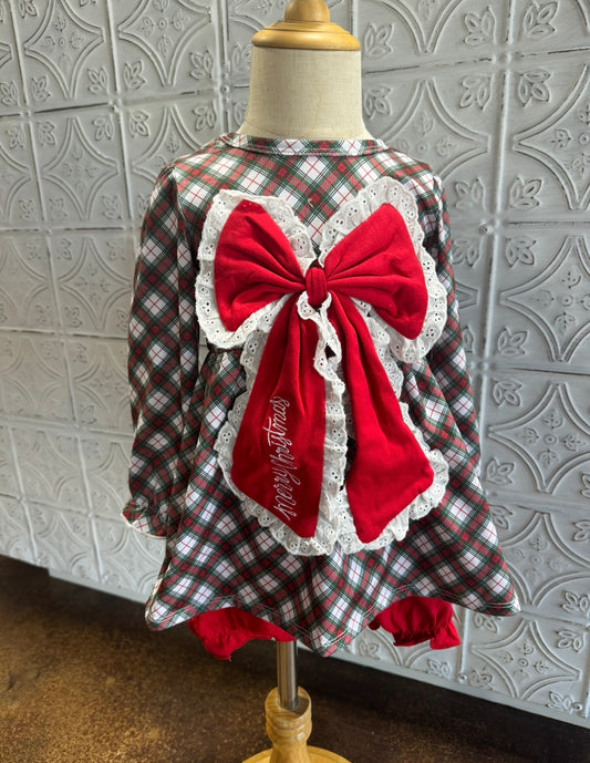 Bow Lace Diaper Christmas Set