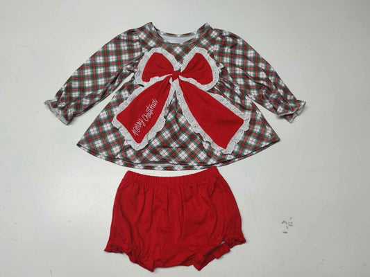 Bow Lace Diaper Christmas Set
