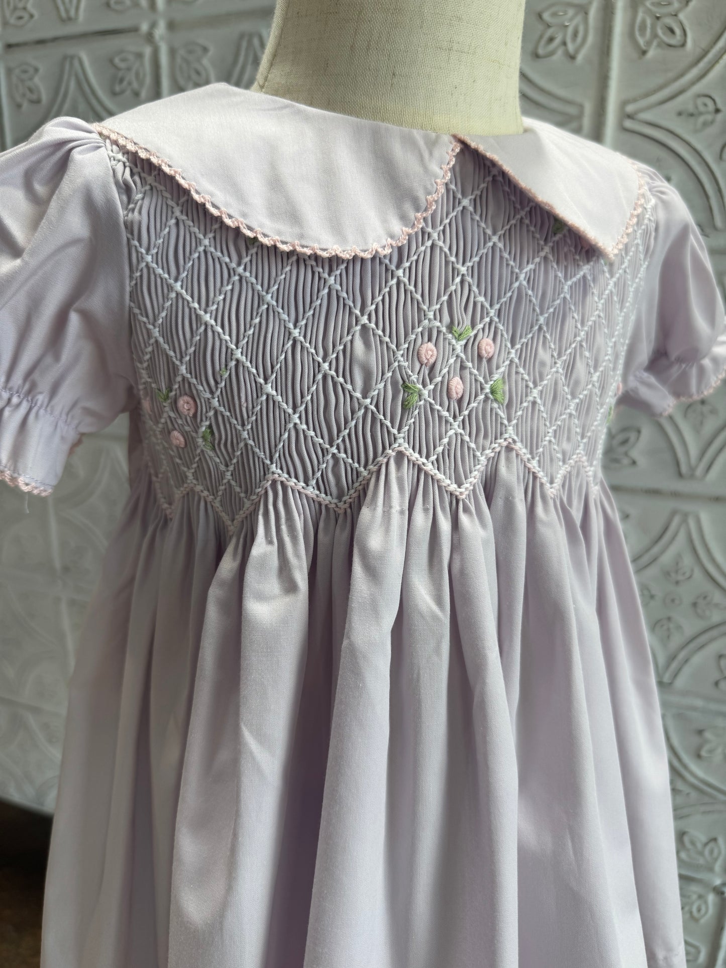 Lilac Geo Smocked Dress