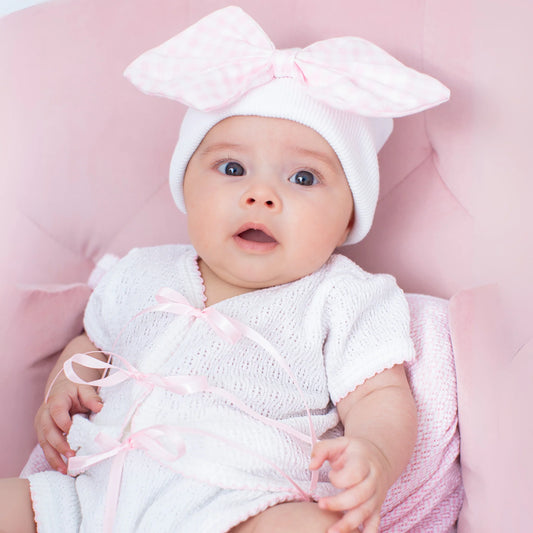 Paty Knit Ribbon Tie Onesie with Built-In Diaper Cover
