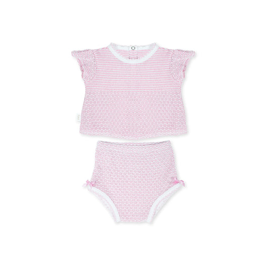 Paty Knit Flutter Sleeve Diaper Set with Bows