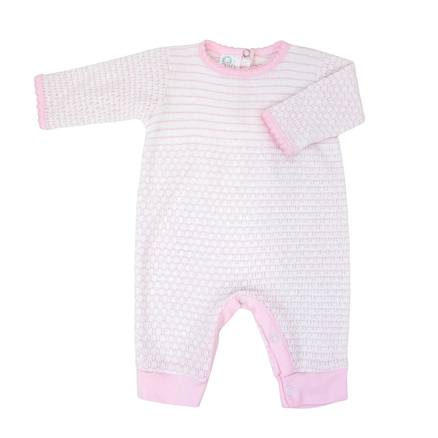 Paty Knit Pinstripe Romper with Pima Trim