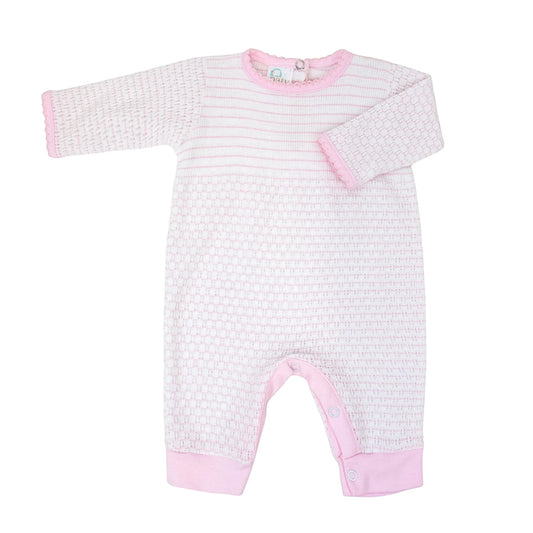 Paty Knit Pinstripe Romper with Pima Trim