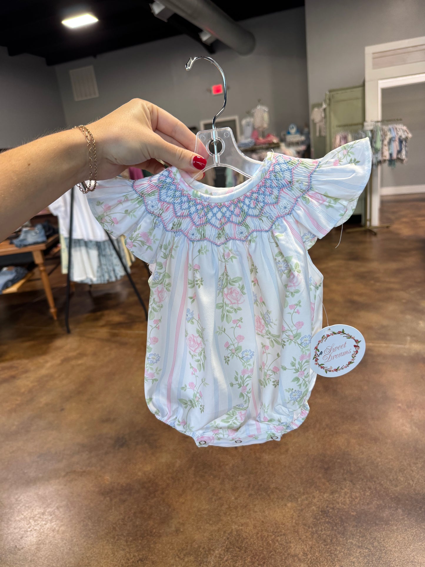 Rose Hand Smocked Bubble/Dress