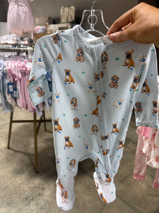 Bestie Dogs Blue - 2 Way Zipper Footie