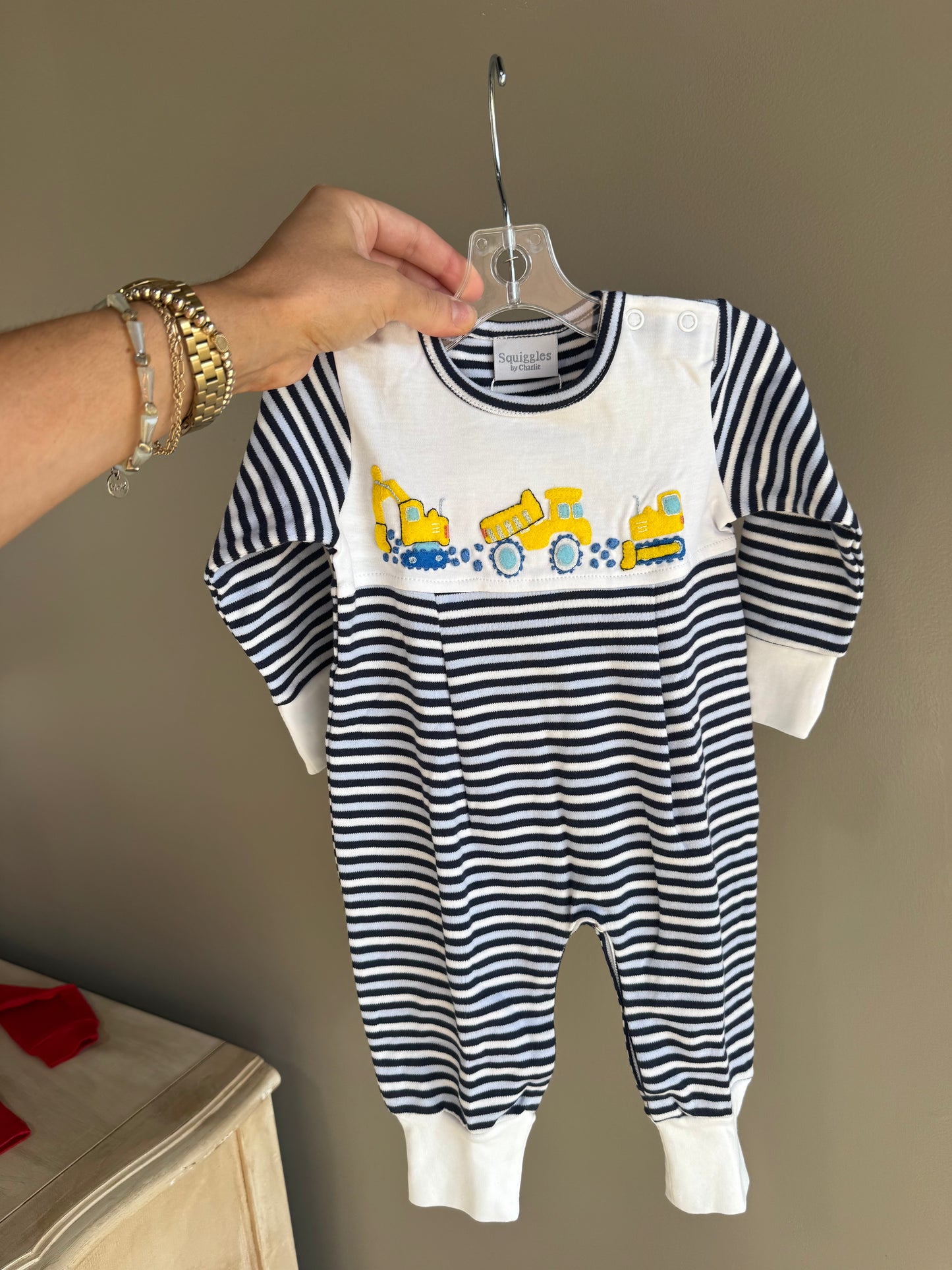Construction Navy Strip Romper