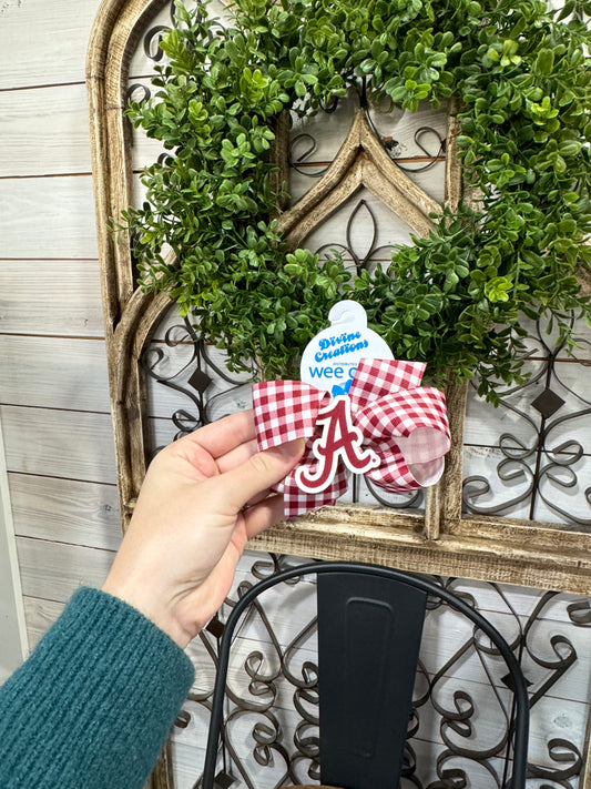 Gingham Print Bow with Bama Patch