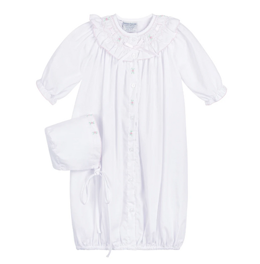 Ribbon Ruffle Smocked Take Me Home Gown with Bonnet
