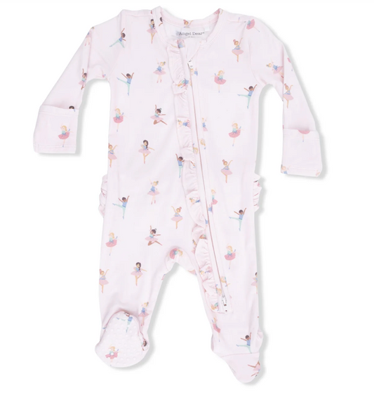 Petite Ballet - 2 Way Ruffle Front Zipper Footie