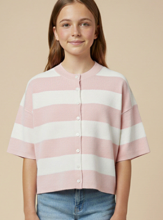 Girls Striped Button Down Top