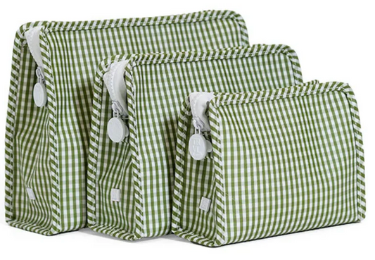 ROADIE LARGE Zip Pouch - GINGHAM MOSS