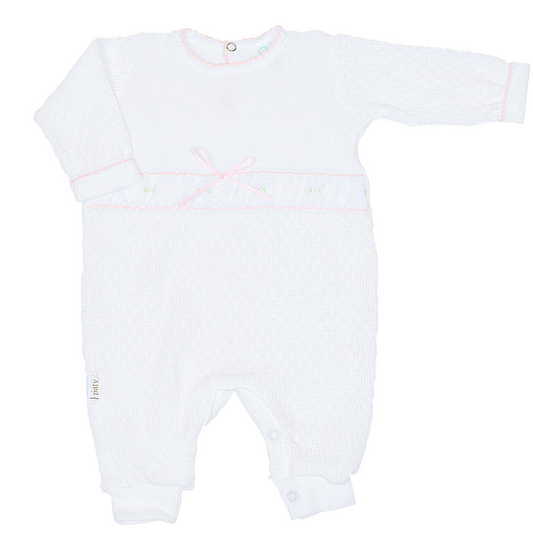 Paty Knit Romper with Swiss Floral Trim