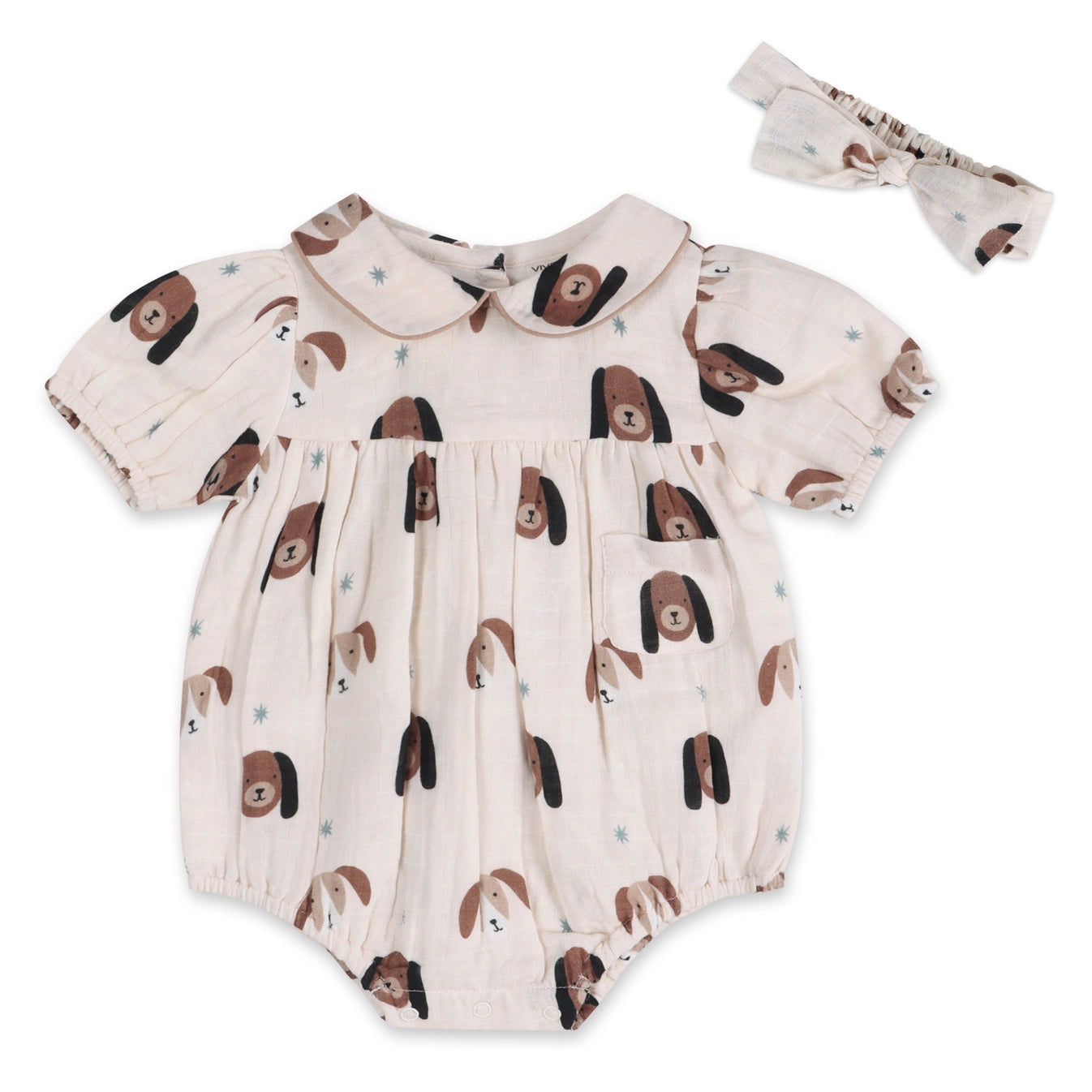 Doggies Peter Pan Collar Bubble Organic with Headband