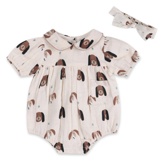 Doggies Peter Pan Collar Bubble Organic with Headband