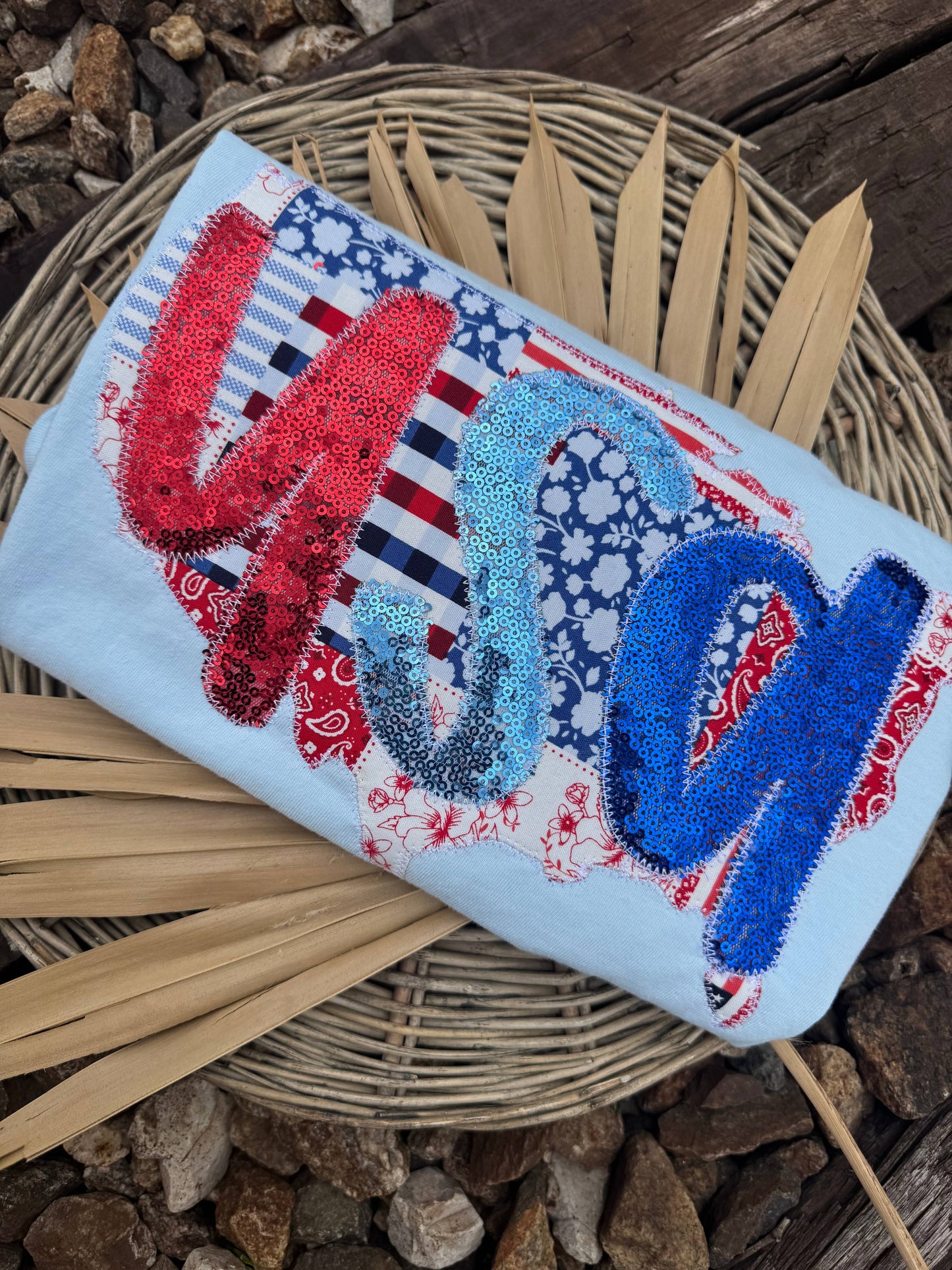 Patchwork USA Patriotic 4th of July Short Sleeve