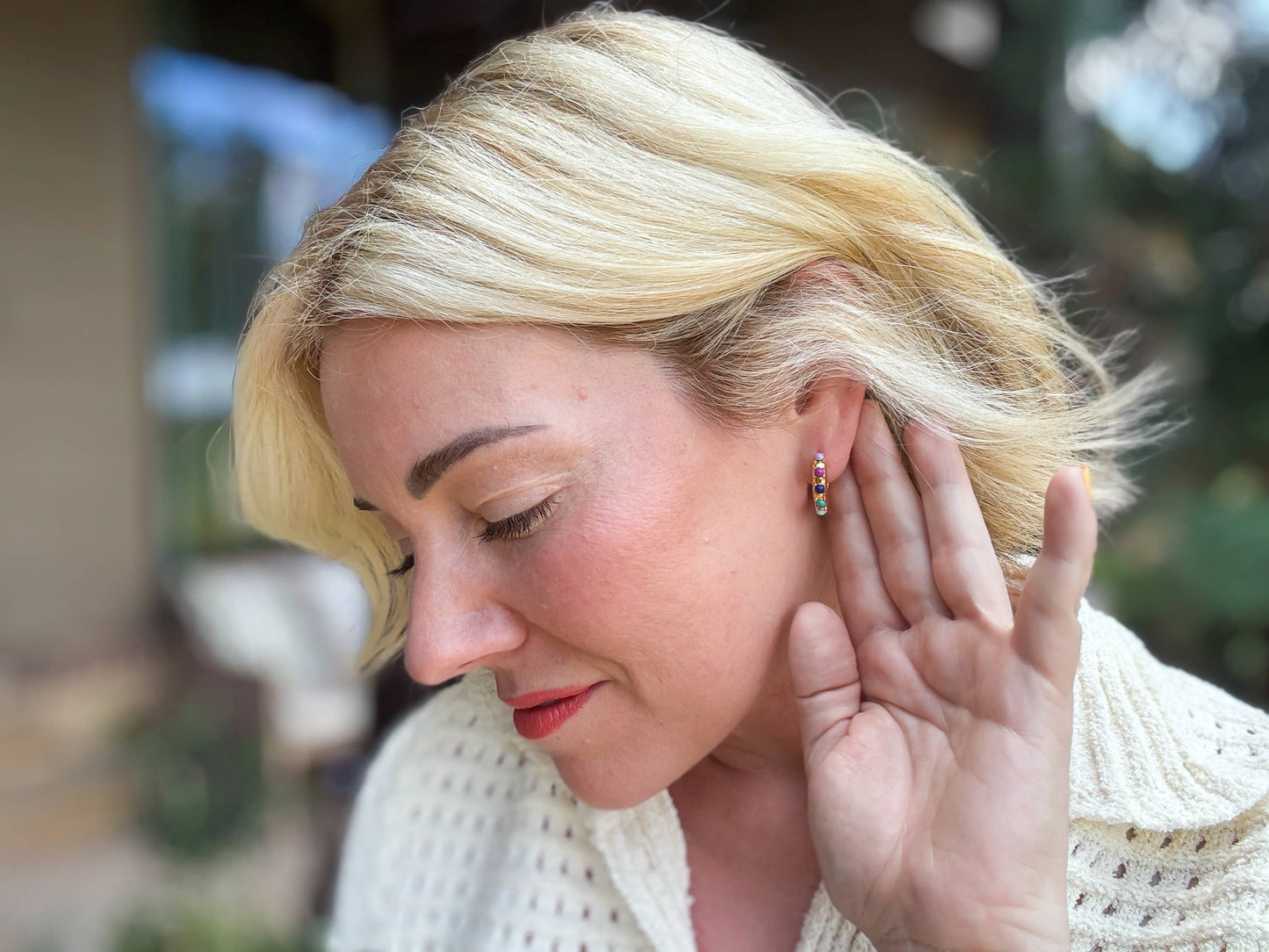 Huggie Earrings Colorful Beads Miley