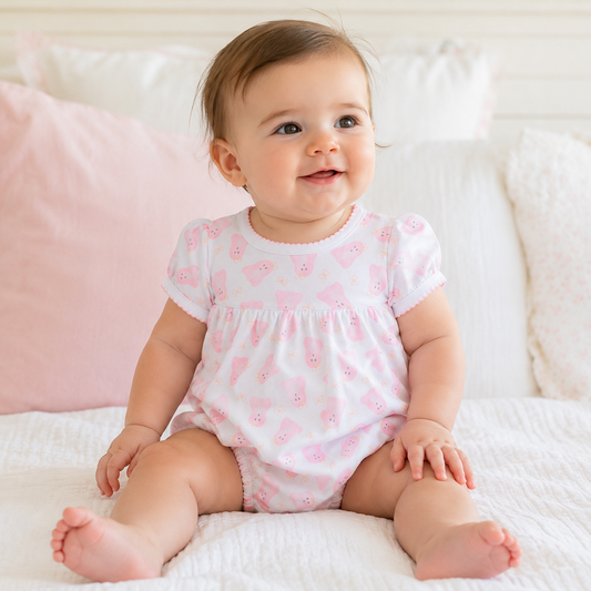 Baby Boo Print Ruffle Short Sleeve
