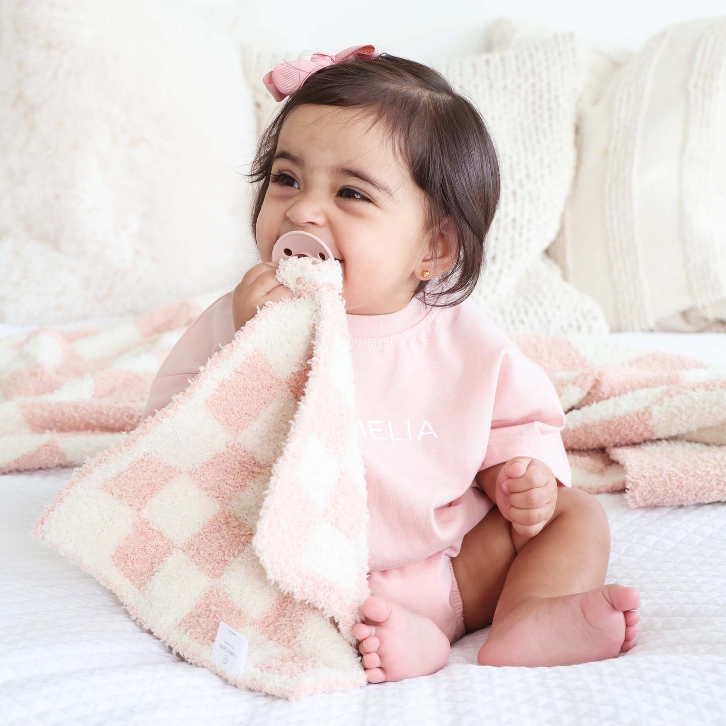 CuddleLane™ Luxe Lovey | Rose Check