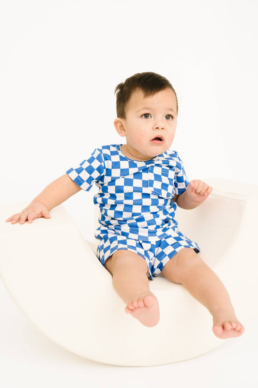 Blue Checkered Pocket Set
