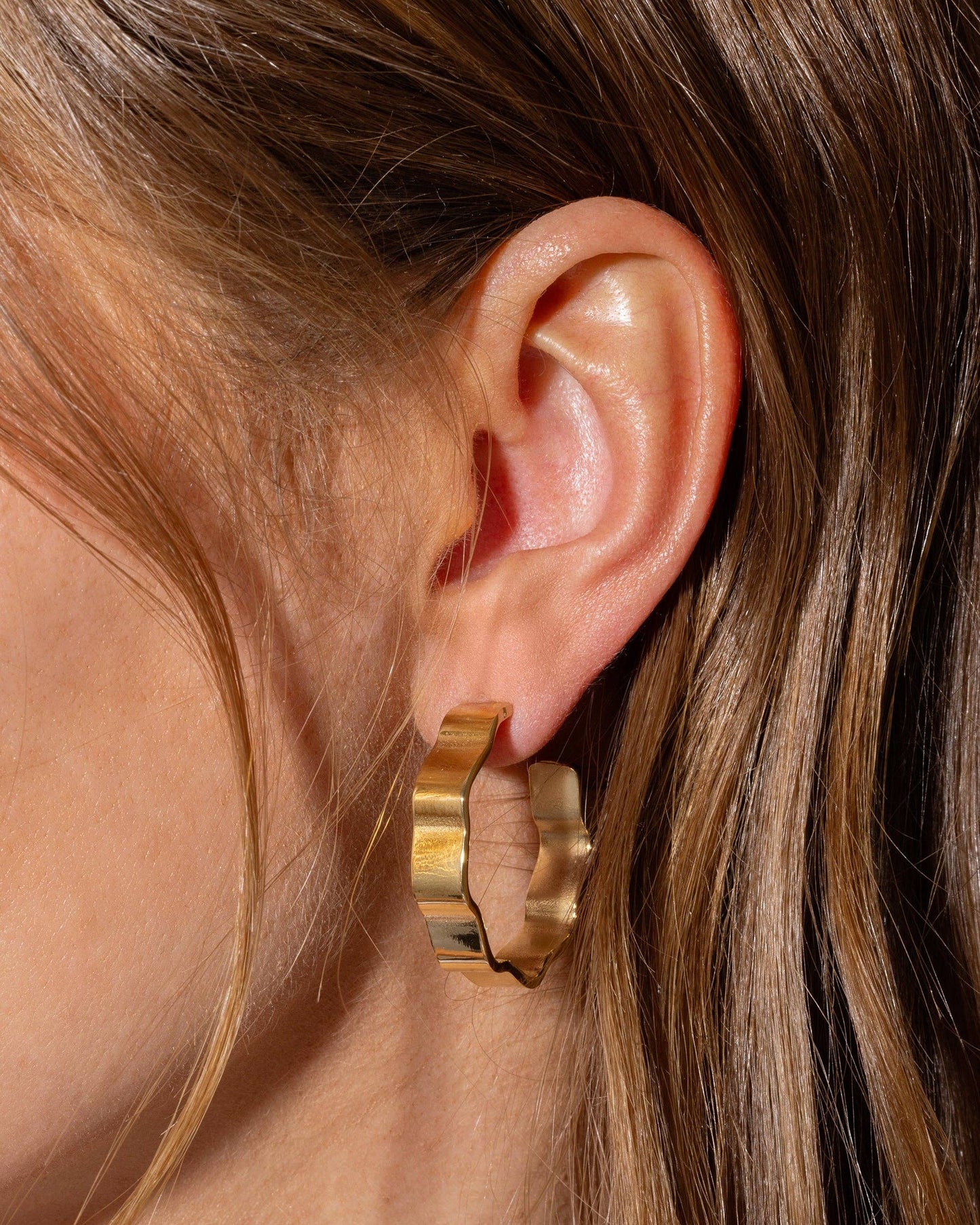 Hoop Earrings - Wavy Gold-Plated - Cassie - Assorted Sizes
