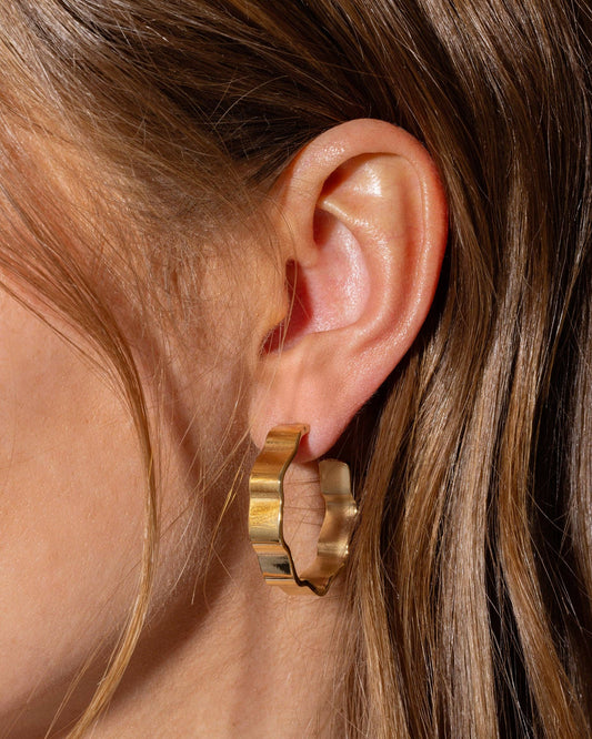 Hoop Earrings - Wavy Gold-Plated - Cassie - Assorted Sizes