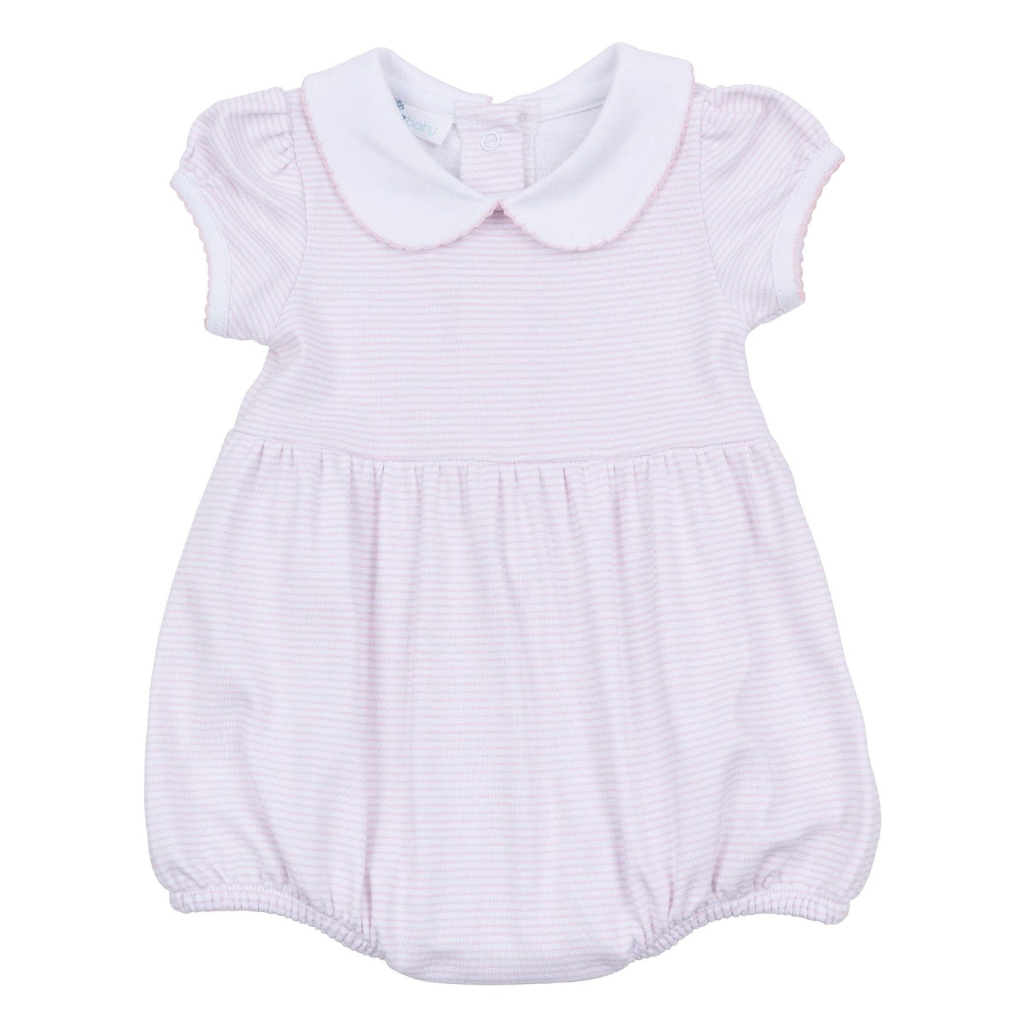 Mini Stripes Collared Short Sleeve Bubble - Pink