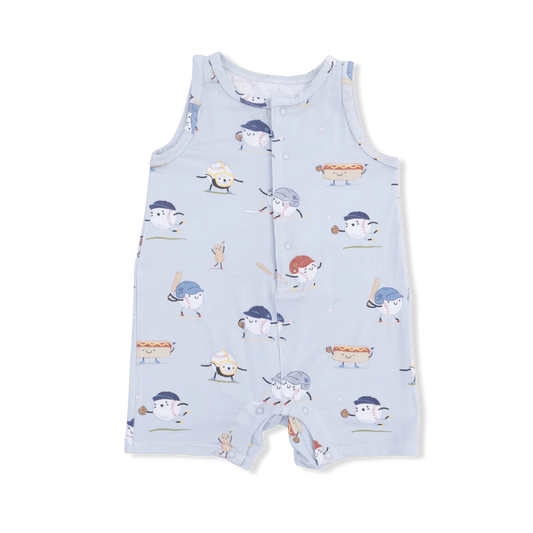 Baseballs Playing Baseball Shortie Romper