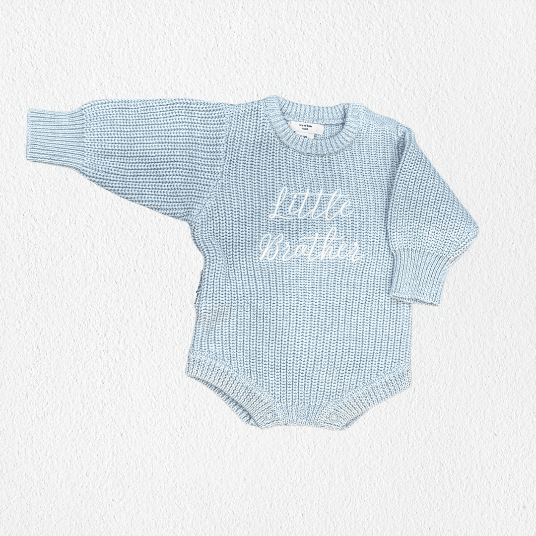 Sibling Announcement Romper: Sky / NB / Little Brother
