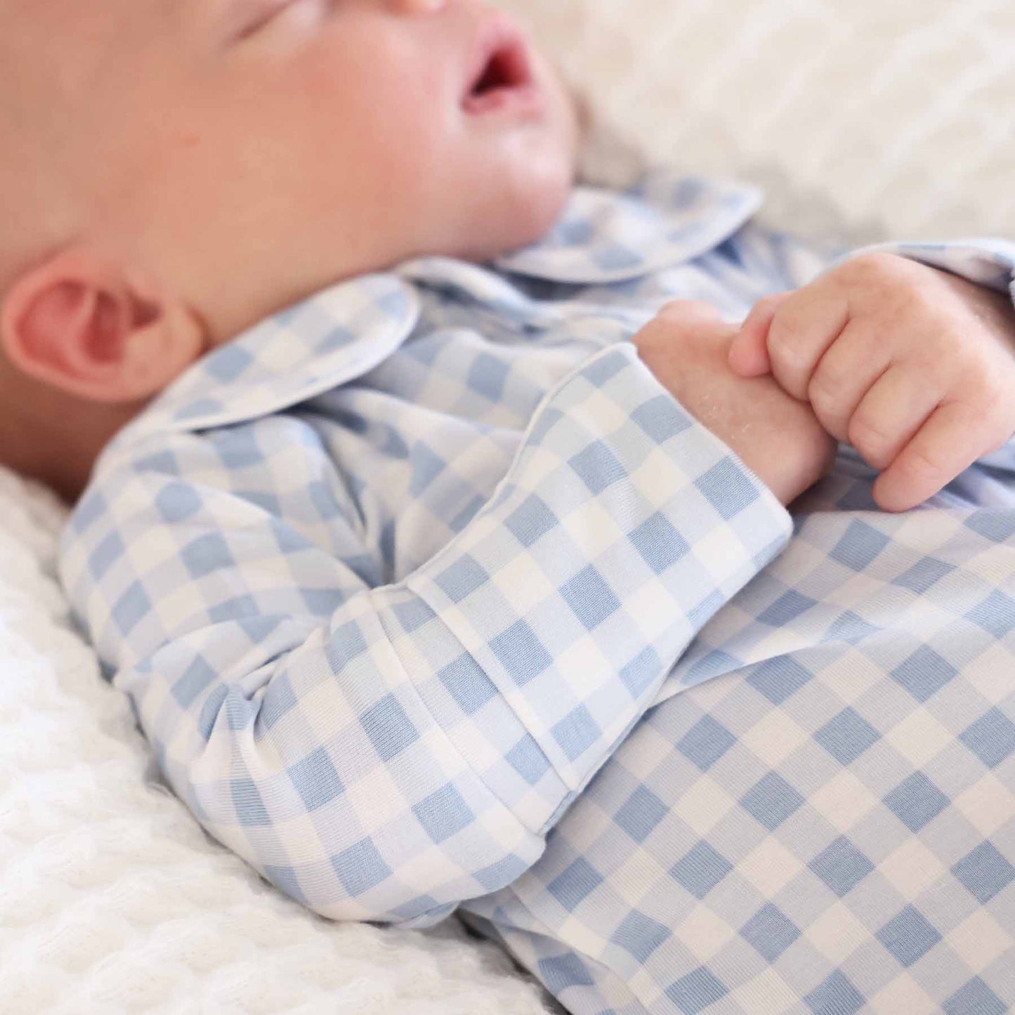 Blue Gingham Footie