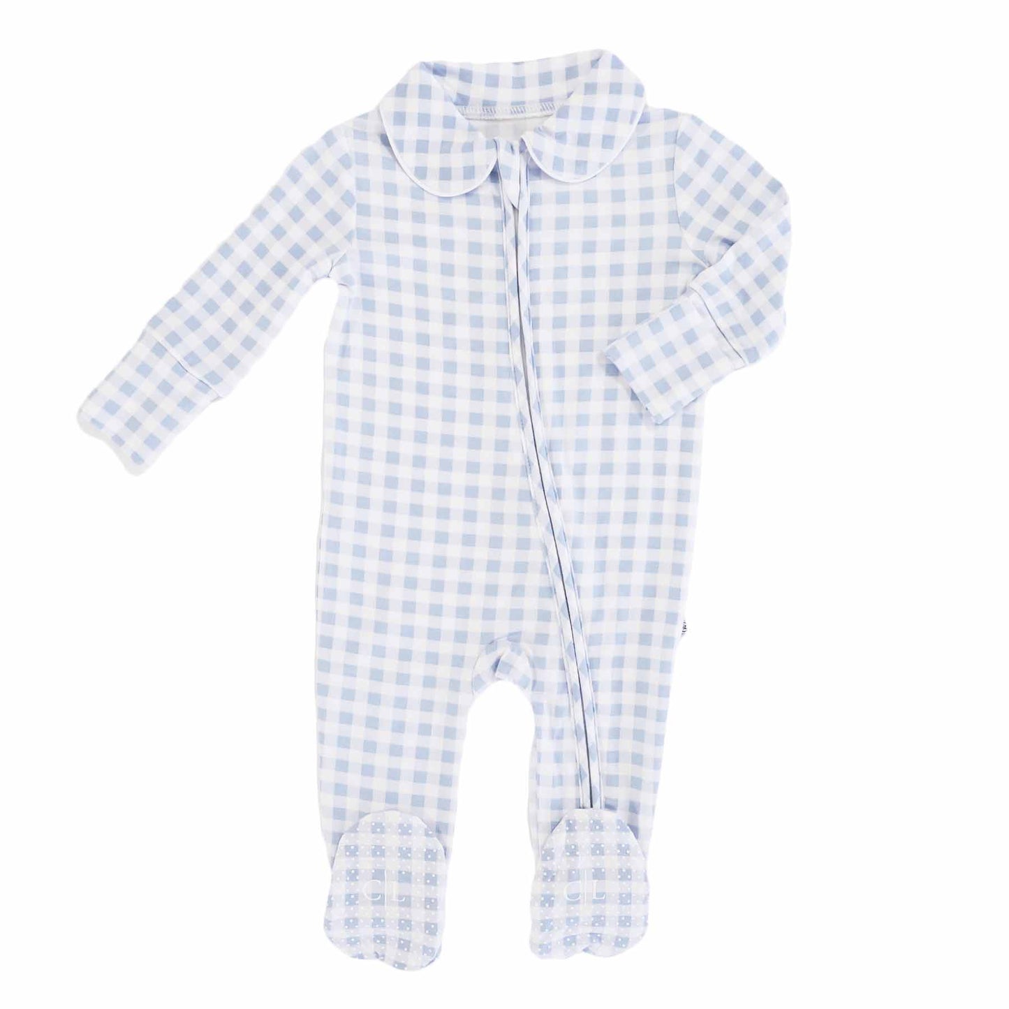 Blue Gingham Footie