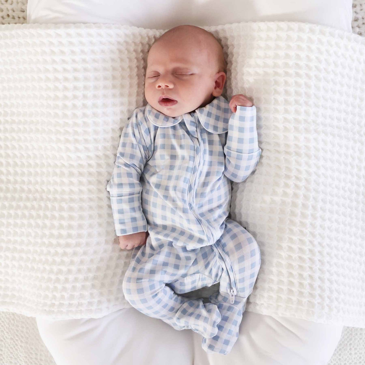 Blue Gingham Footie