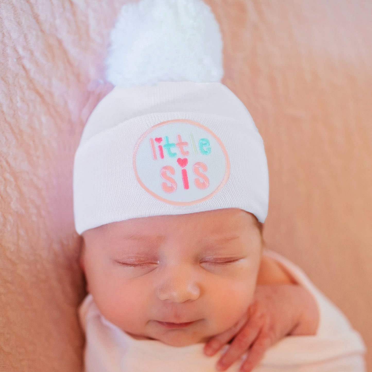 Ilybean Little Sis with White Pom Pom Newborn Girl Hospital